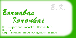 barnabas koronkai business card